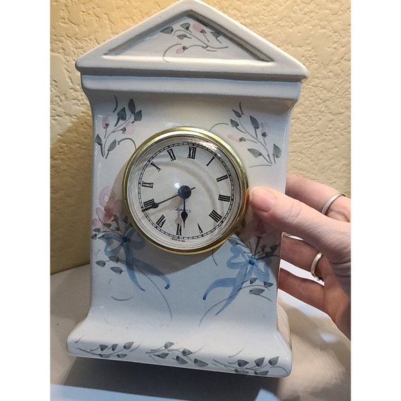 Quartz Mantle Clock Fine Bone China made in usa hand painted - Picture 12 of 12